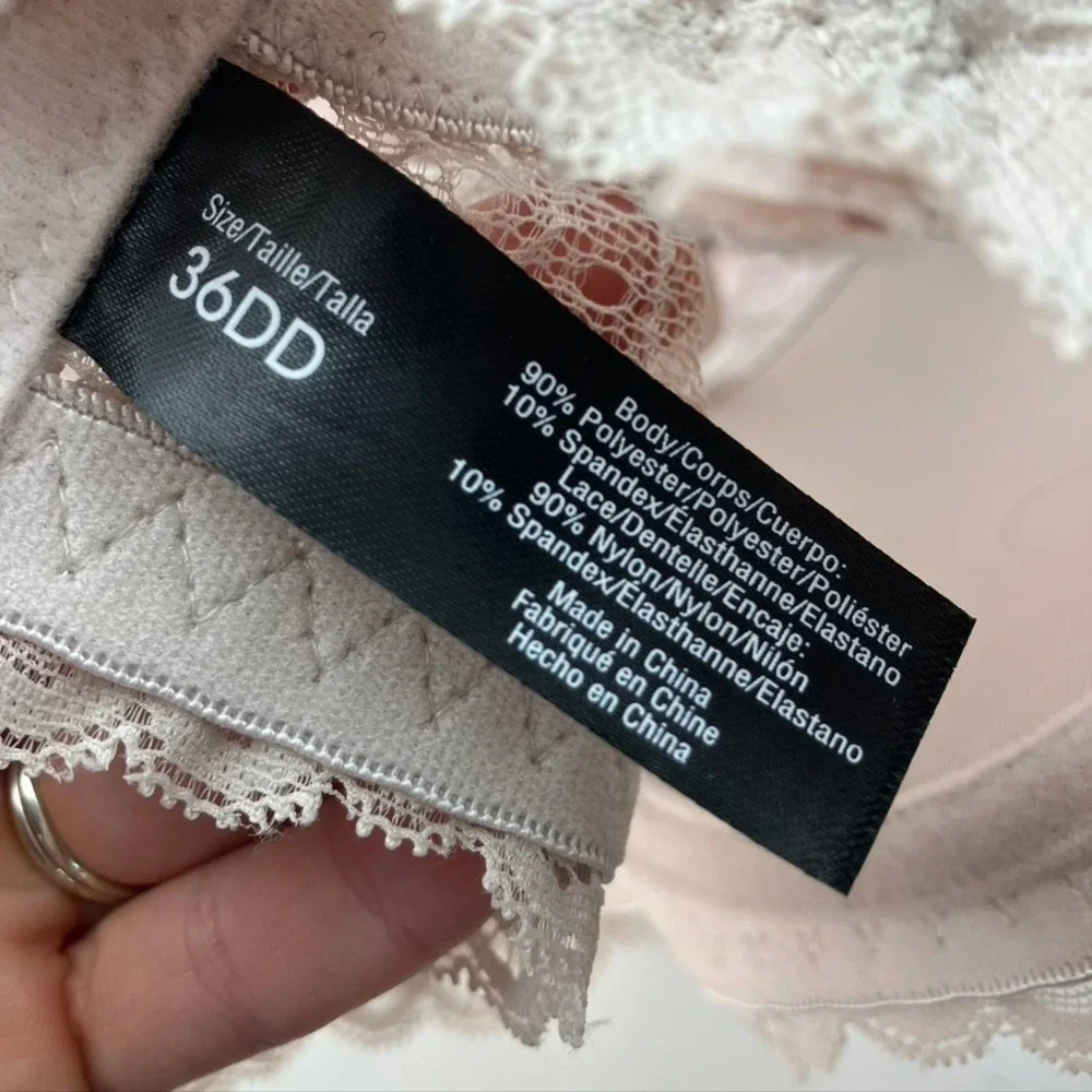 Rene Rofe Lingerie 2 Bra Bundle 36DD Lightly Padded Wirefree Lace Beige Pink New - Picture 8 of 11